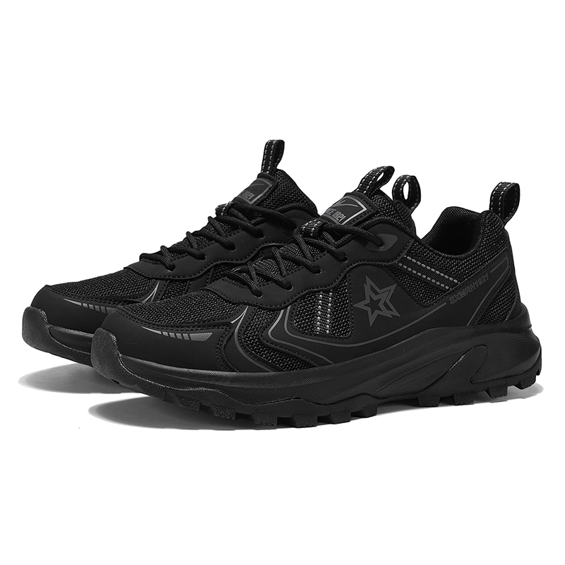 Binary Cushioning Rebound Lightweight Breathable Slip Resistant Low top Outdoor Shoes Men’s Black