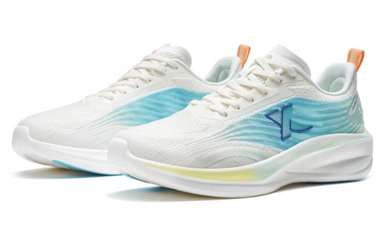XTEP Cushioning Slip Resistant Abrasion Resistant Low top Casual Running Shoes Men’s White Blue Yellow