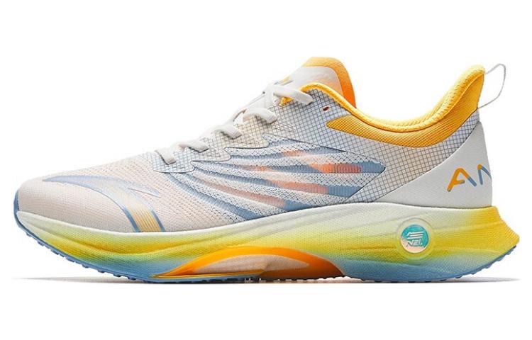 Anta MACH 3.0 Comfortable Slip Resistant Abrasion Resistant Low top Running Shoes Men’s White Blue Yellow