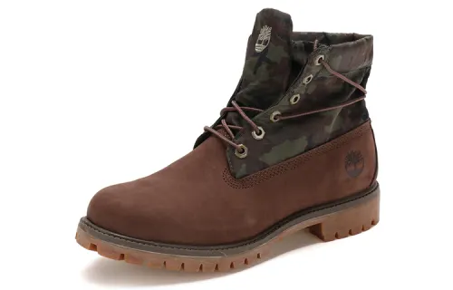 Timberland Roll Top Mid Top Boots 'Brown Green Camouflage Print'