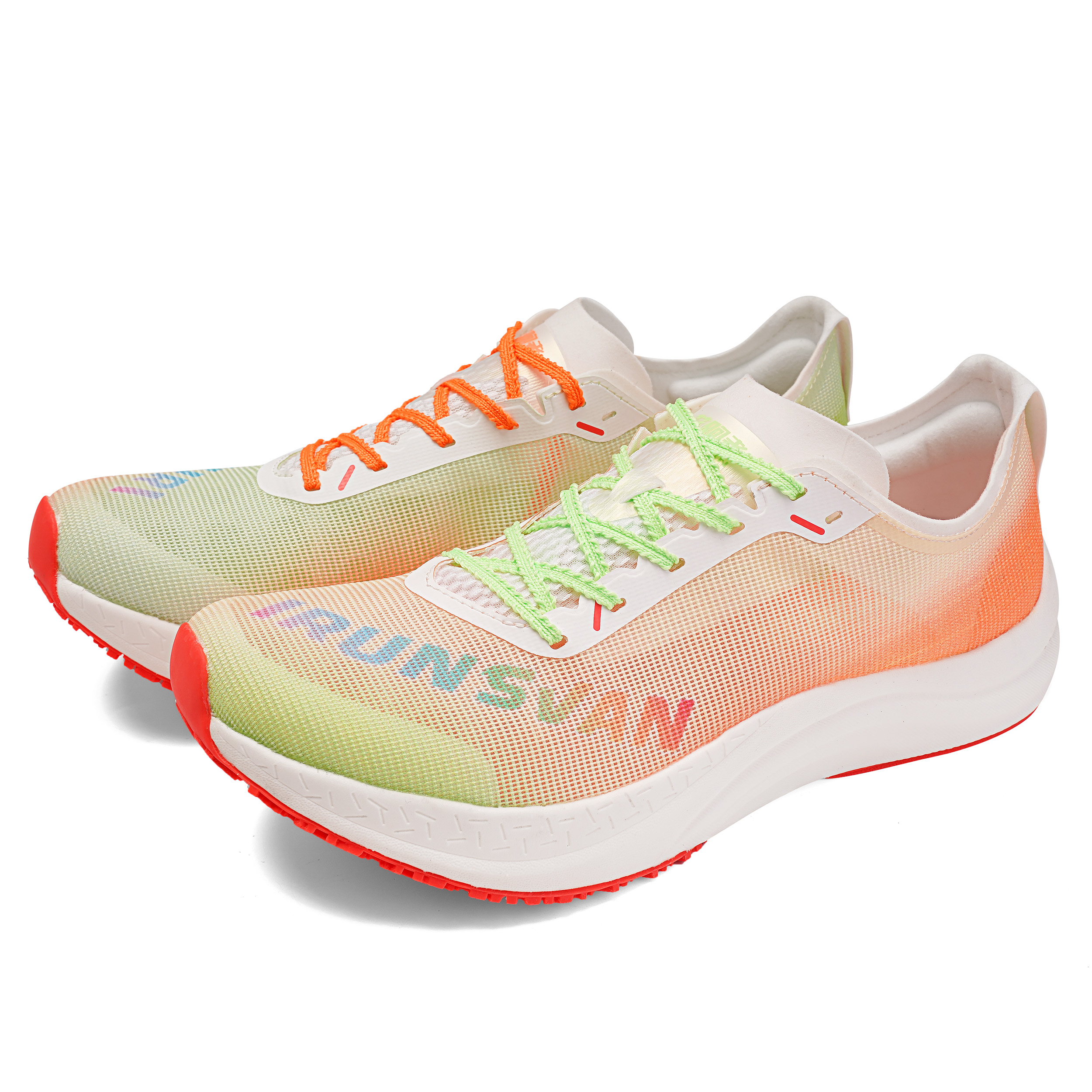 IRUNSVAN Fall Running Shoes Unisex Mismatched Color Green & Orange