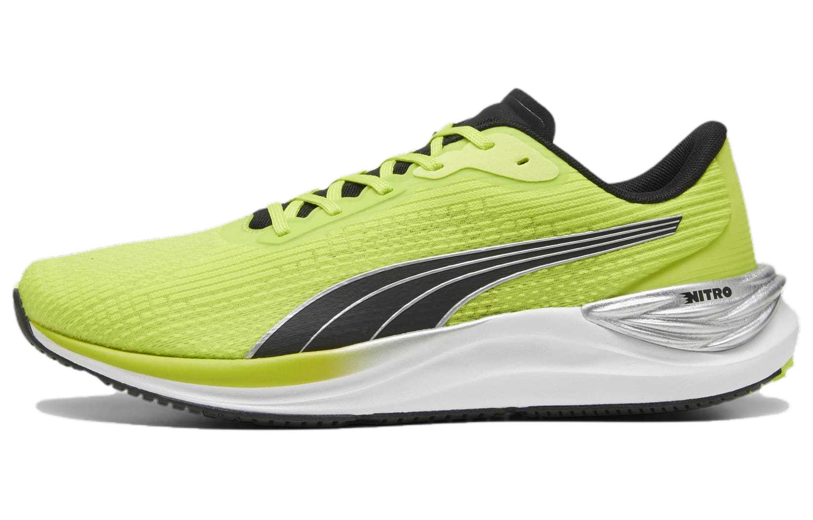 PUMA Electrify Nitro 3 Comfortable Slip Resistant Low top Running Shoes Men's Green Black
