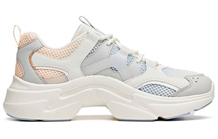 Anta Cushioning Slip Resistant Abrasion Resistant Low top Running Shoes Women’s White Blue Pink