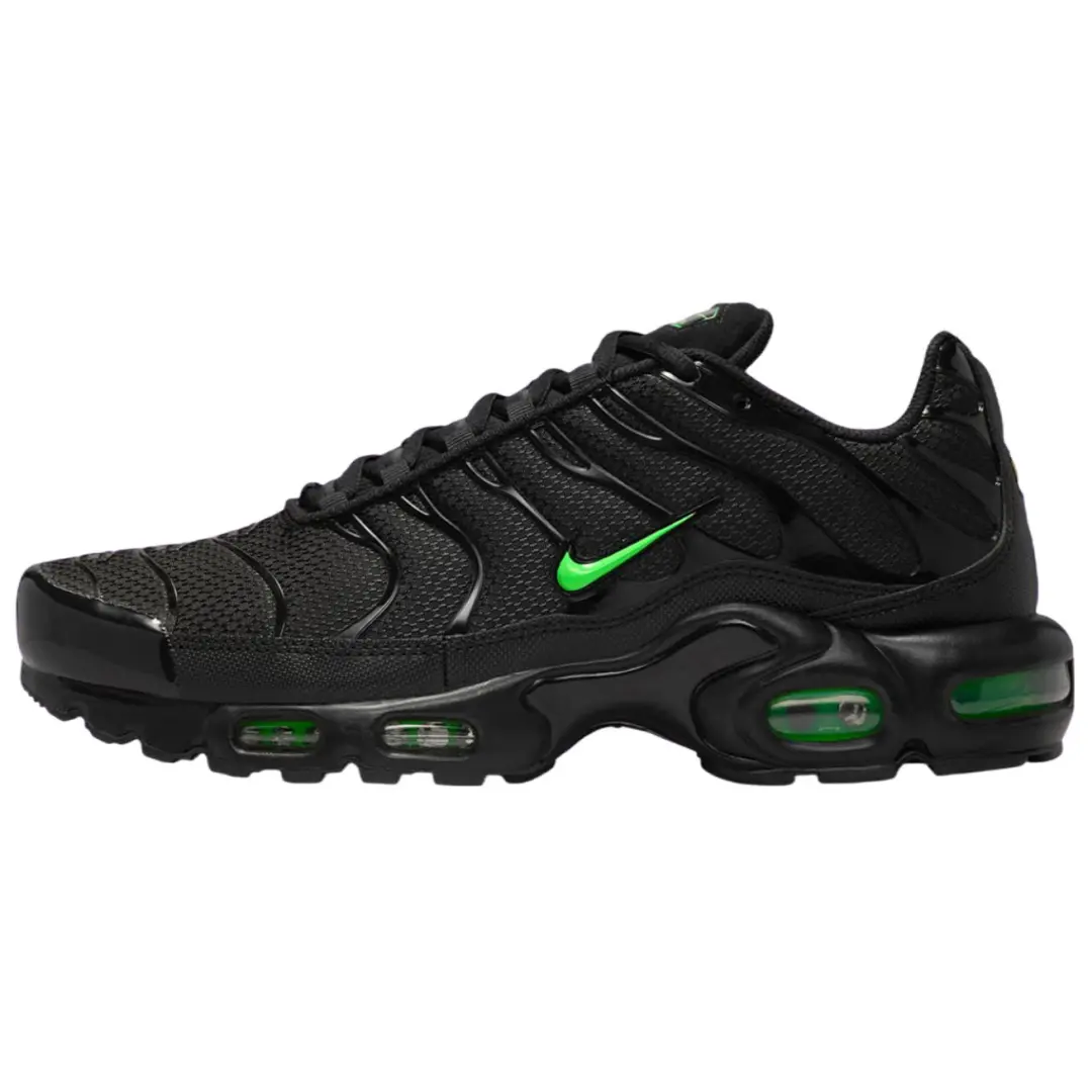 Nike Air Max Plus Abrasion Resistant Low top Training Casual Running Shoes Men's Black Green