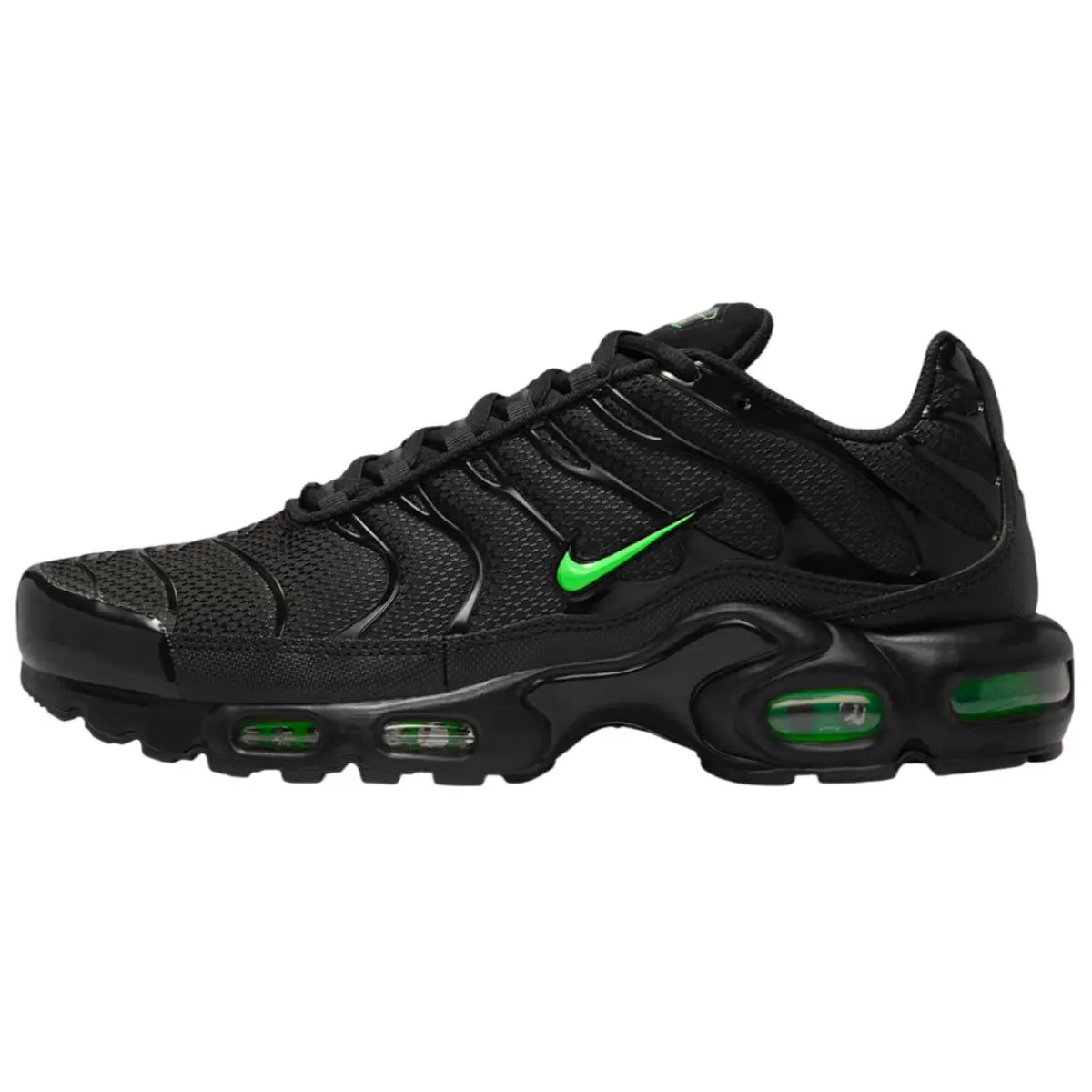 Nike Air Max Plus Abrasion Resistant Low top Training Casual Running Shoes Men's Black Green