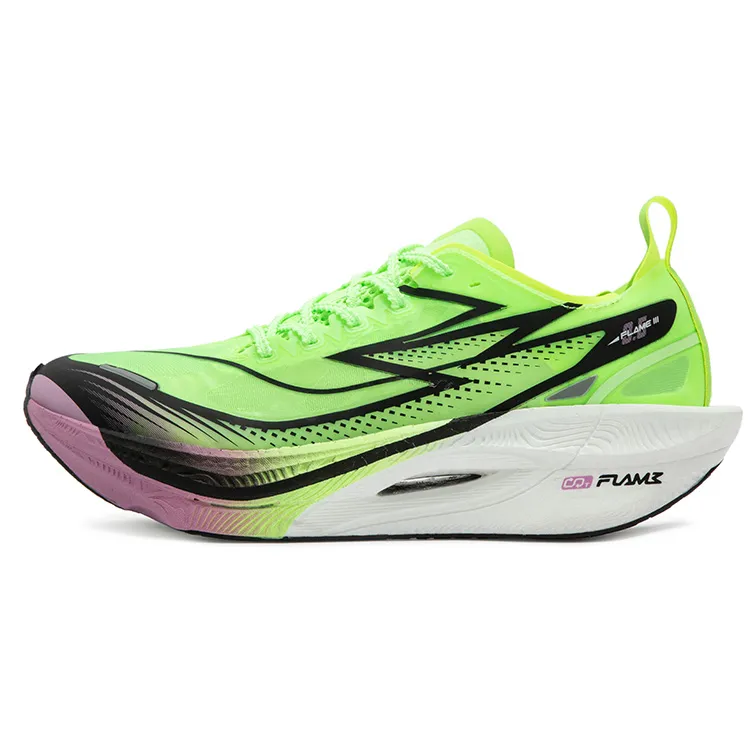 361° Flame 3 .5 Low top Casual Marathon Training Running Shoes Unisex Fluorescent Glossy Finish Green