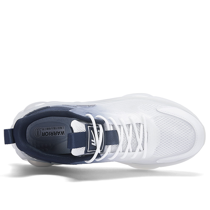 Warrior Breathable Mesh Cushioning Height Increasing Low top Running Shoes Men’s White Dark Blue Black
