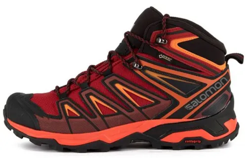 SALOMON X Ultra 3 Mid Gt Fabric Slip Resistant Abrasion Resistant Mid top Outdoor Shoes Black Orange