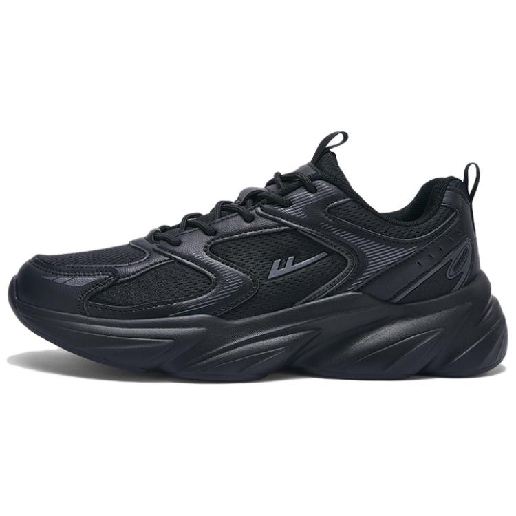 Warrior Textile, Synthetic Leather Slip Resistant Abrasion Resistant Low top Running Shoes Unisex All Black