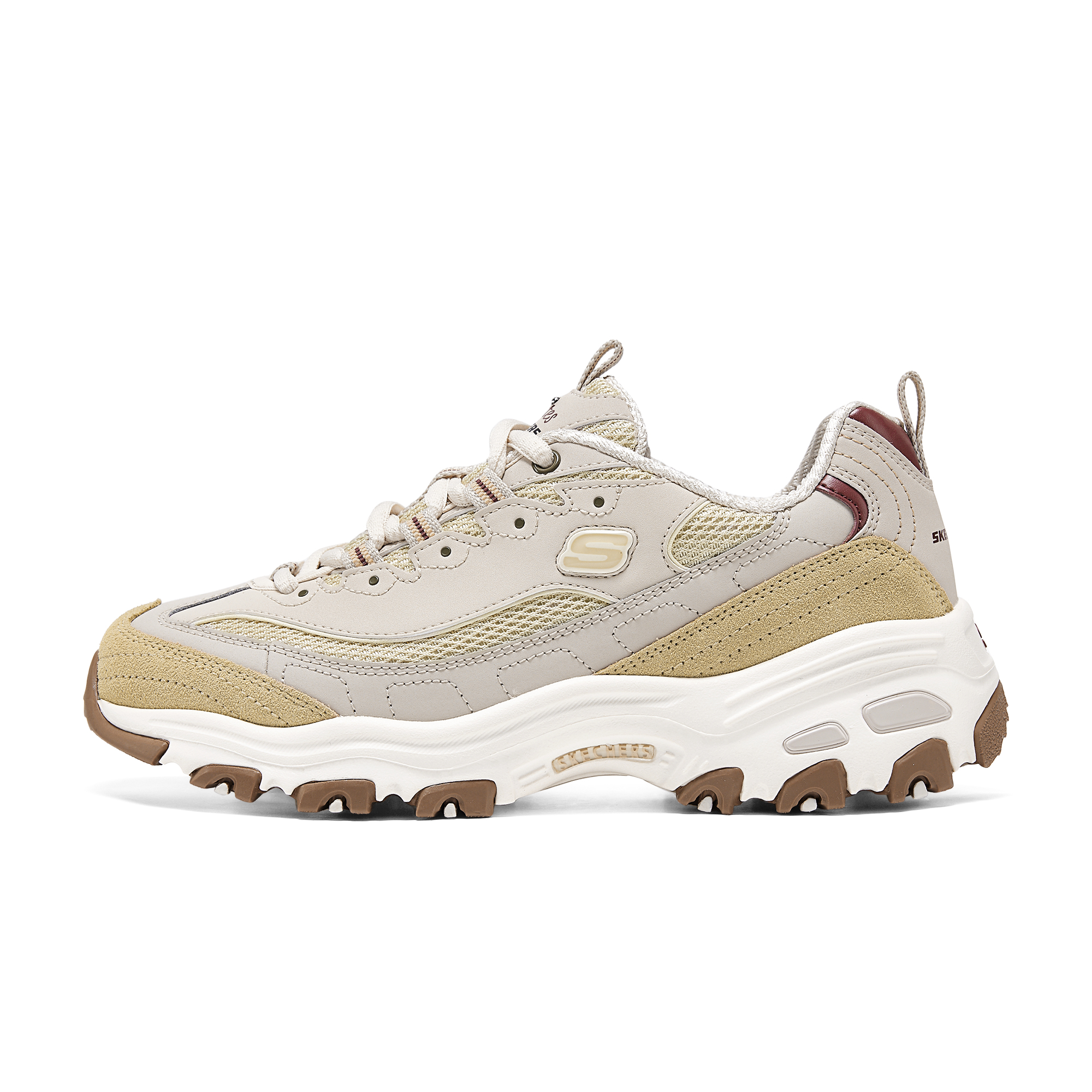 Женские кроссовки Skechers D'LITES 1.0 (бело-коричневые)