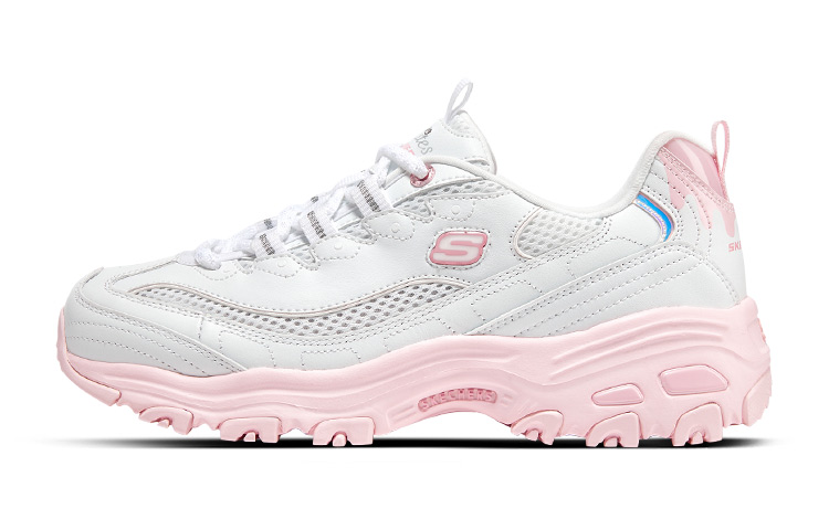 Женские кроссовки Skechers D'LITES 1.0 (бело-розовые)