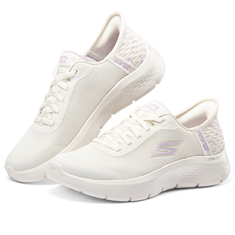 Skechers Go Walk Fle Breathable Support Rebound Low top Running Shoes Women’s White Purple