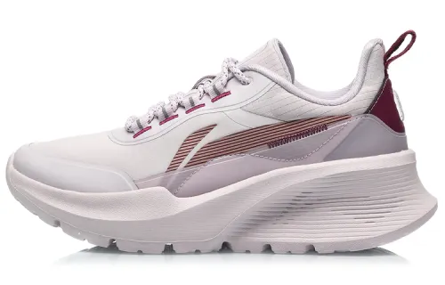Li Ning Textile, TPU Cushioning Breathable Lightweight Low top Running Shoes Women's Light Gray Purple