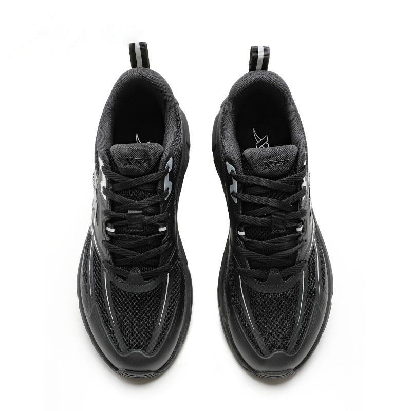 XTEP Cushioning Breathable Abrasion Resistant Low top Casual Running Shoes Men’s Black Silver
