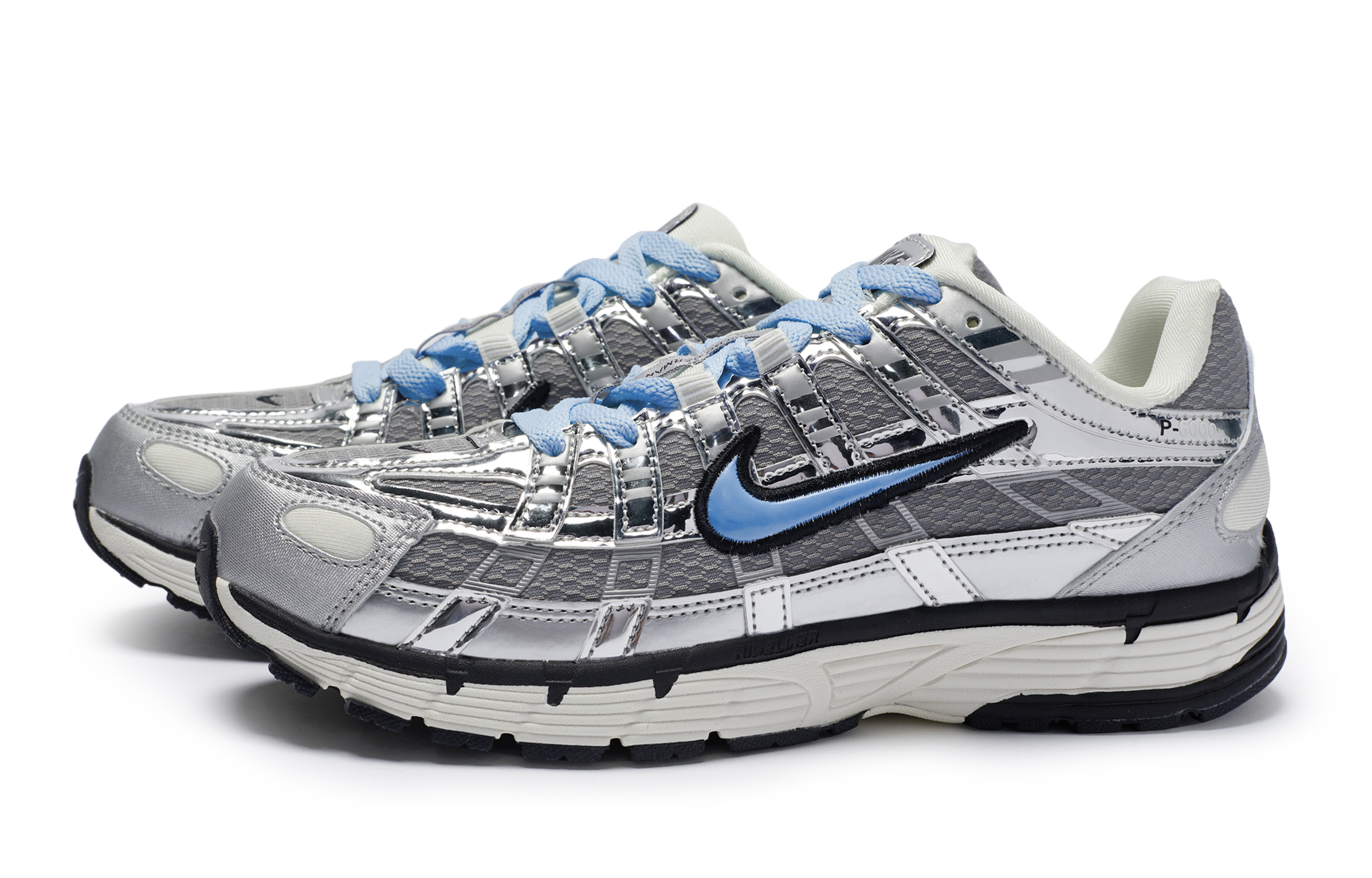 Nike P 6000 Slip Resistant, Abrasion Resistant, Breathable Low top Y2k Retro Running Shoes Unisex Silver Gray Blue