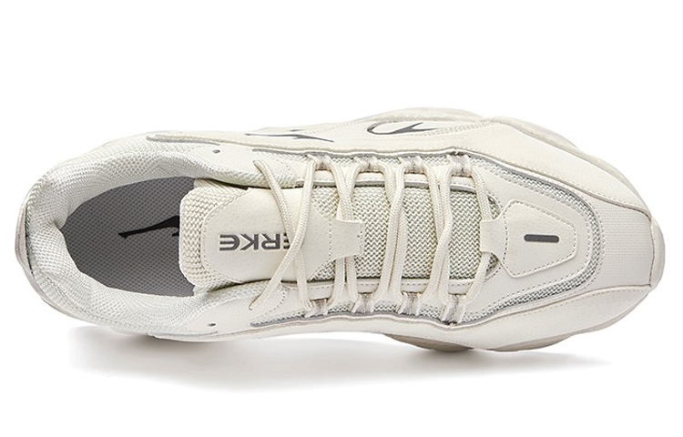 Erke Cushioning Slip Resistant Abrasion Resistant Breathable Low top Running Shoes Men’s Ivory White