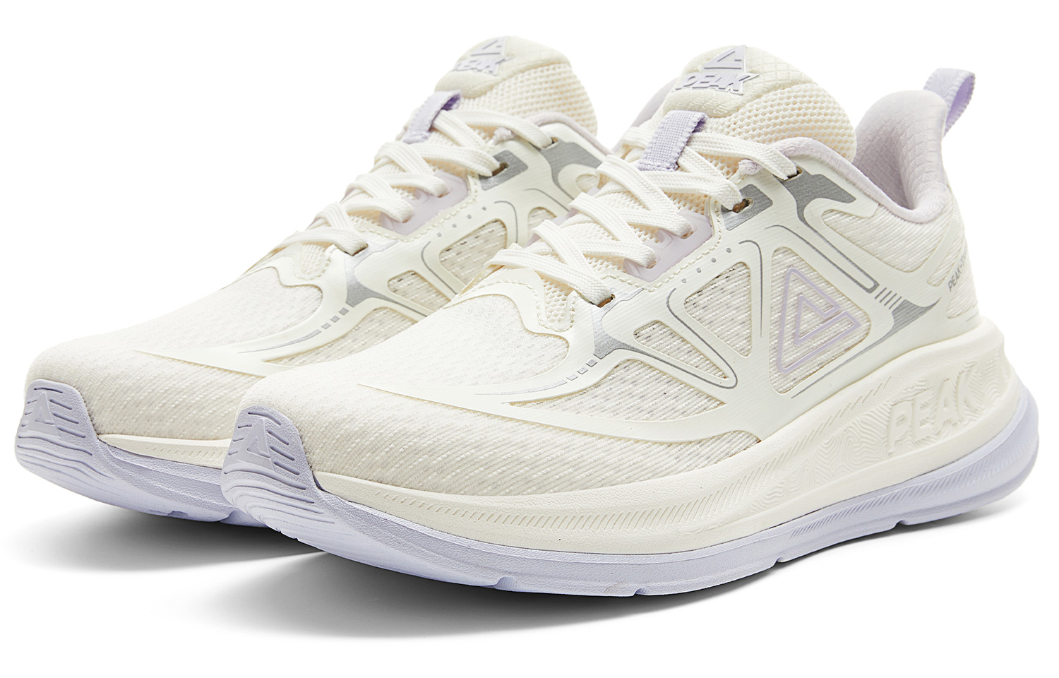PEAK Cushioning Slip Resistant Abrasion Resistant Height Increasing Low top Running Shoes Women’s Ivory Purple