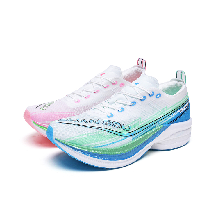 DUANGOU Cushioning Support Wear-Resistant Slip-Resistant Low-Top Marathon Running Shoes Unisex Pink Green Mismatched