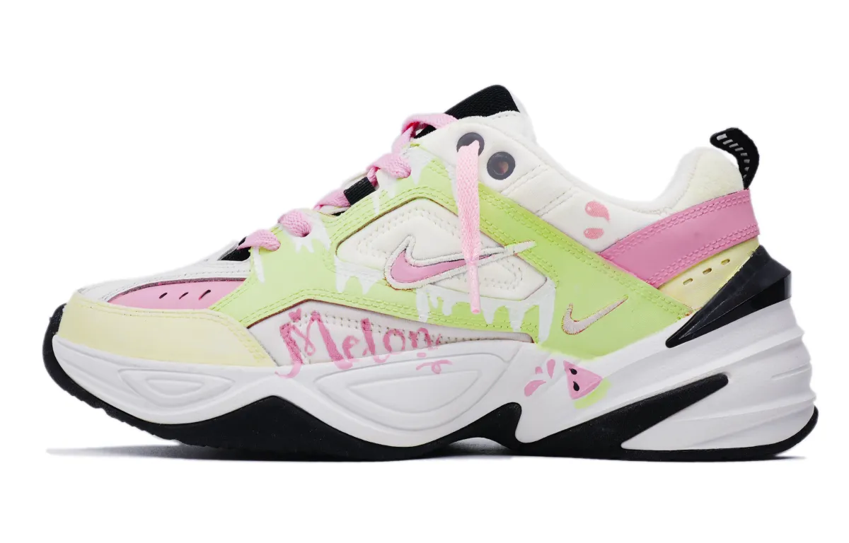 Nike M2K Tekno Slip Resistant Abrasion Resistant Low top Chunky Sneakers Women's Pink Green