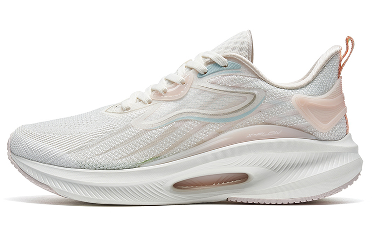 Xtep Hydrogen Wind 6.0 Flying Textile Anti-slip Shock Absorbing Wear-Resistant Low-top Running Shoes Women's White Powder