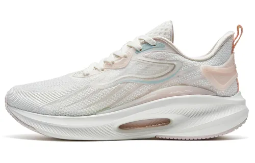 Xtep Hydrogen Wind 6.0 Flying Textile Anti-slip Shock Absorbing Wear-Resistant Low-top Running Shoes Women's White Powder