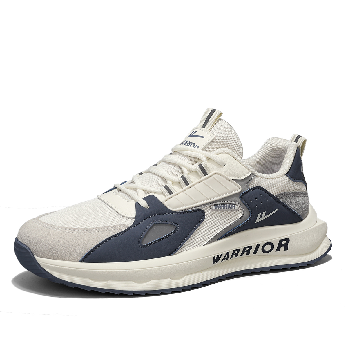 Warrior Height Increasing Abrasion Resistant Low top Running Shoes Men’s Beige Dark Blue Gray