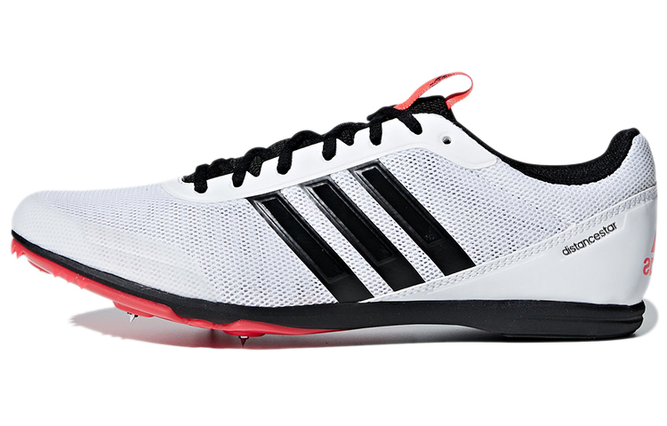 Adidas Distancestar Spikes Cushioning Abrasion Resistant Coverage Low top Running Shoes Men's White Black