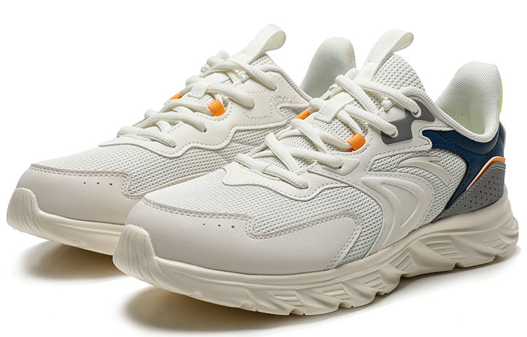Anta Cushioning Slip Resistant Abrasion Resistant Breathable Lightweight Low top Running Shoes Men’s White Gray Blue