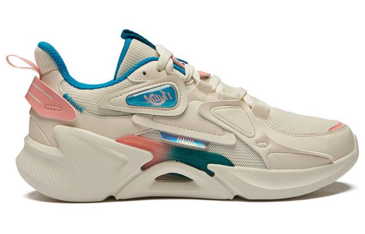 361° Mesh, Synthetic Leather Abrasion Resistant Lightweight Cushioning Low top Running Shoes Women’s Beige Cyan
