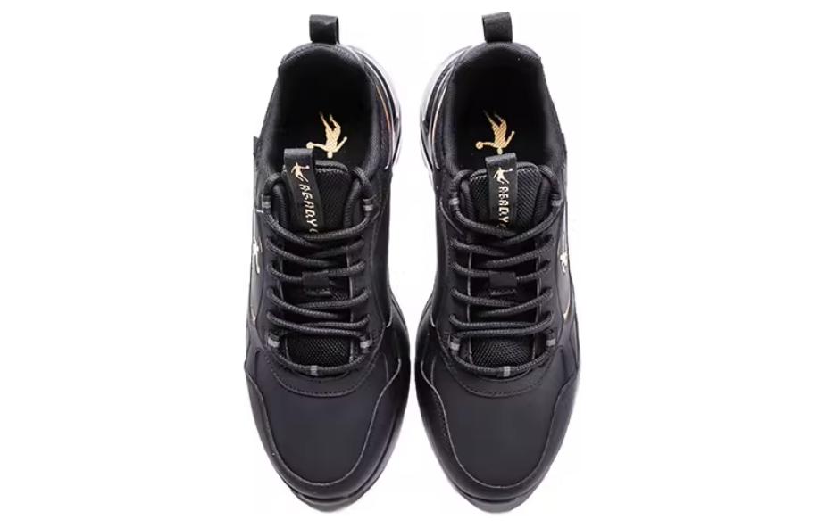 QIAODAN Comfortable Slip Resistant Abrasion Resistant Low top Casual Running Shoes Men’s Black Gold