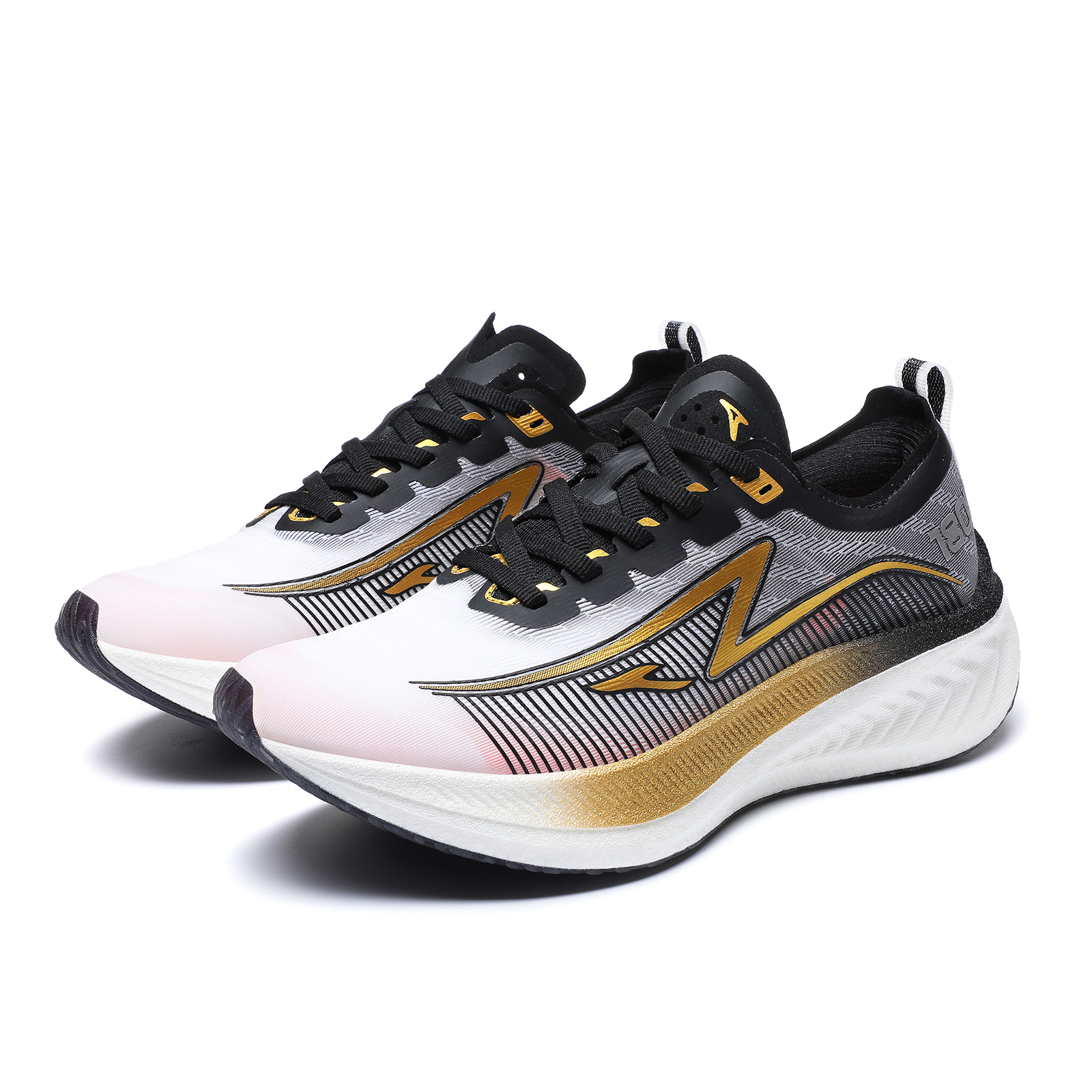 TREEPERI Cushioning Anti-Slip And Wear-Resistant Low-Top Marathon Running Shoes Unisex White Black