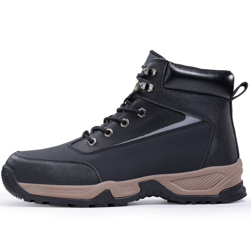 LANOUDUN Slip Resistant Abrasion Resistant High top Outdoor Shoes Unisex Black