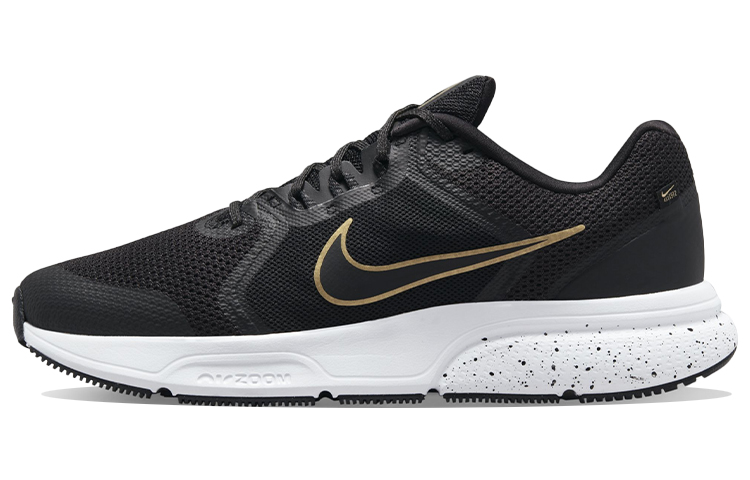 Nike Zoom Span 4 comfortable mesh shock-absorbing non-slip wear-resistant breathable lightweight rebound low-top casual running shoes men's black gold