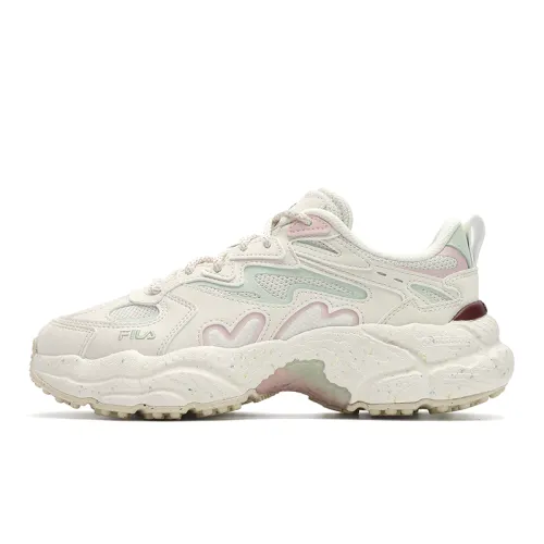 FILA Fern Sneakers Textile, Synthetic Leather Height Increasing Low top Chunky Sneakers Women's Ivory White