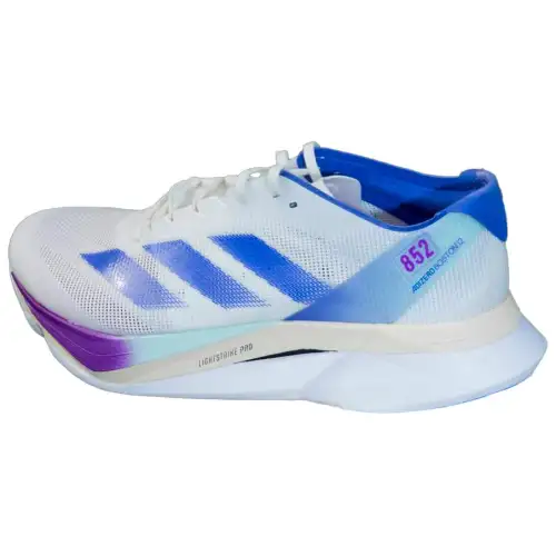 Adidas Adizero Boston 12 Fabric Cushioning Abrasion Resistant Breathable Low top Running Shoes Unisex White Blue