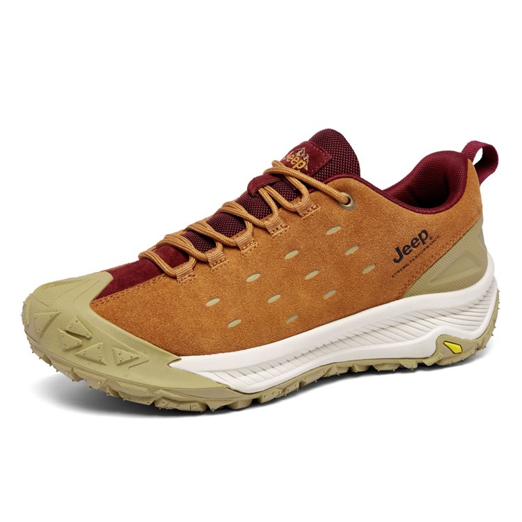 Jeep Cushioning Abrasion Resistant Breathable Lightweight Height Increasing Low top Outdoor Shoes Men’s Brown