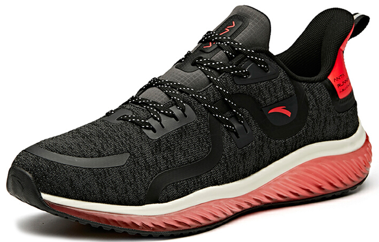 Anta Cushioning Slip Resistant Abrasion Resistant Breathable Low top Running Shoes Men’s Black Red