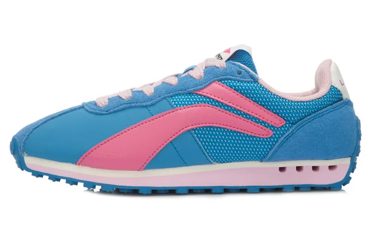 Li Ning Cushioning Breathable Lightweight Abrasion Resistant Slip Resistant Low top Running Shoes Women's Blue Pink