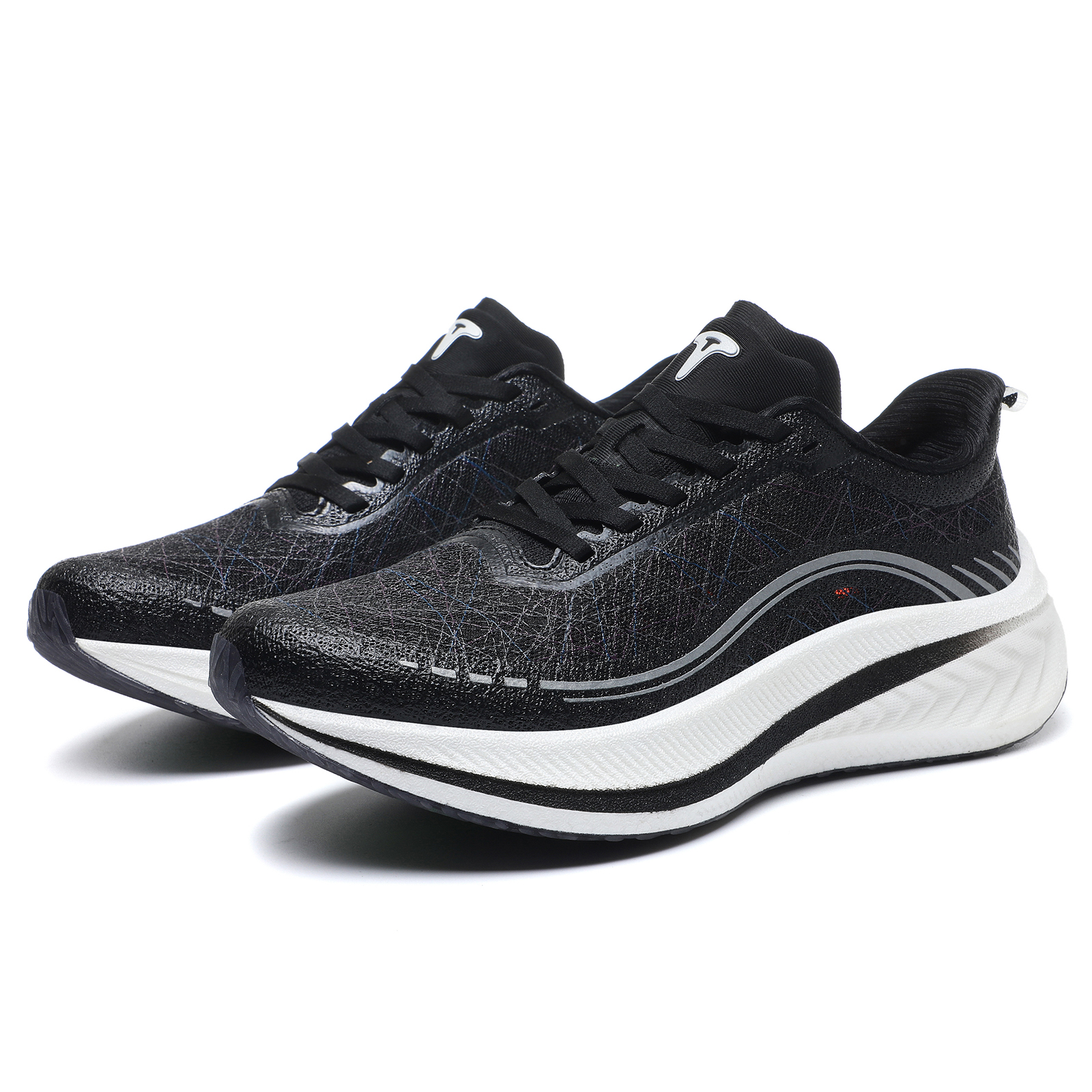 TREEPERI Low top Carbon Plate Casual Marathon Training Sprint Running Shoes Unisex Cosmic Black