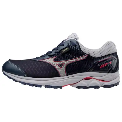 Mizuno Leather Slip Resistant Abrasion Resistant Low top Running Shoes Women's Blue Gray Pink
