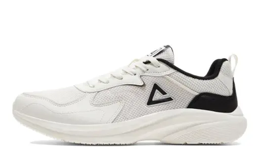 PEAK Cushioning Slip Resistant Abrasion Resistant Breathable Low top Running Shoes Men's White Black