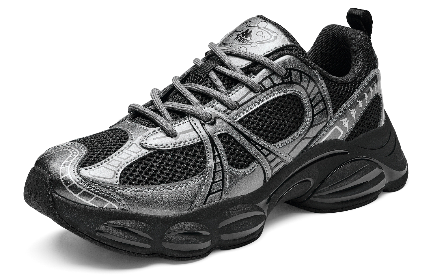 Kappa SERIES Abrasion Resistant Low top Casual Running Shoes Unisex Black Gun Nickel