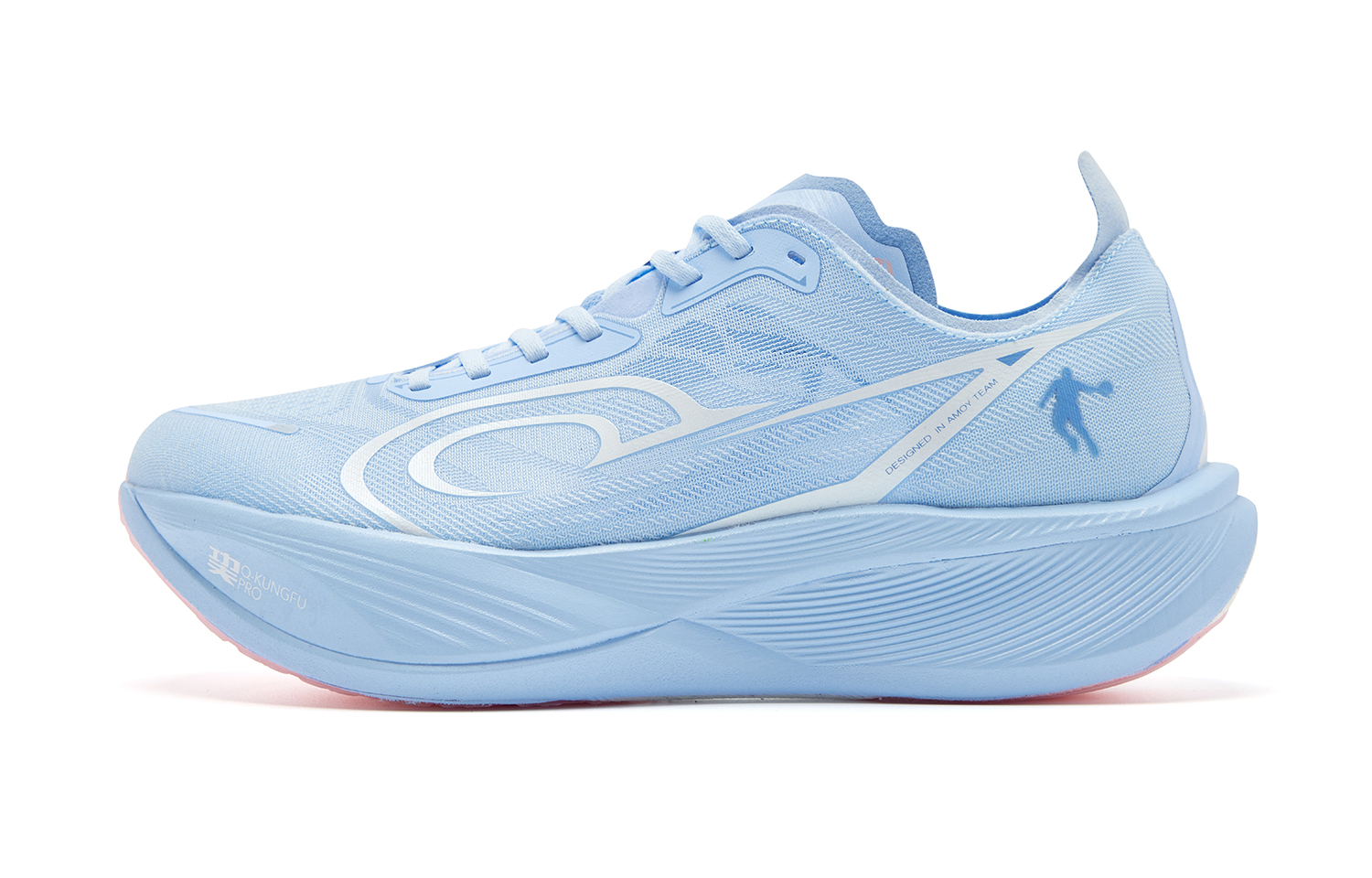 QIAODAN Flying Shadow PB3 Enhanced Running Shoes Men’s Low Top Union Blue Frosting Pink