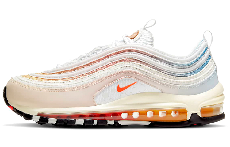 Nike Air Max 97 retro rainbow gradient fabric synthetic leather non-slip lightweight low-top air cushion casual running shoes women's off-white
