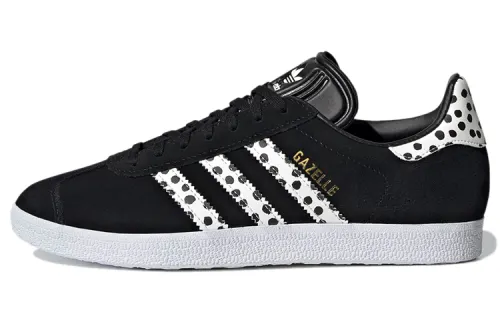 Adidas Originals Gazelle Abrasion Resistant Low top Skateboard Shoes Women's Black White Gold
