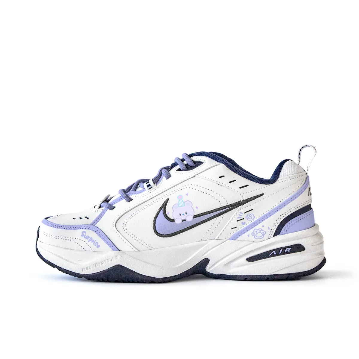 Nike Air Monarch 4 Slip Resistant Abrasion Resistant Low top Chunky Sneakers Unisex White Purple