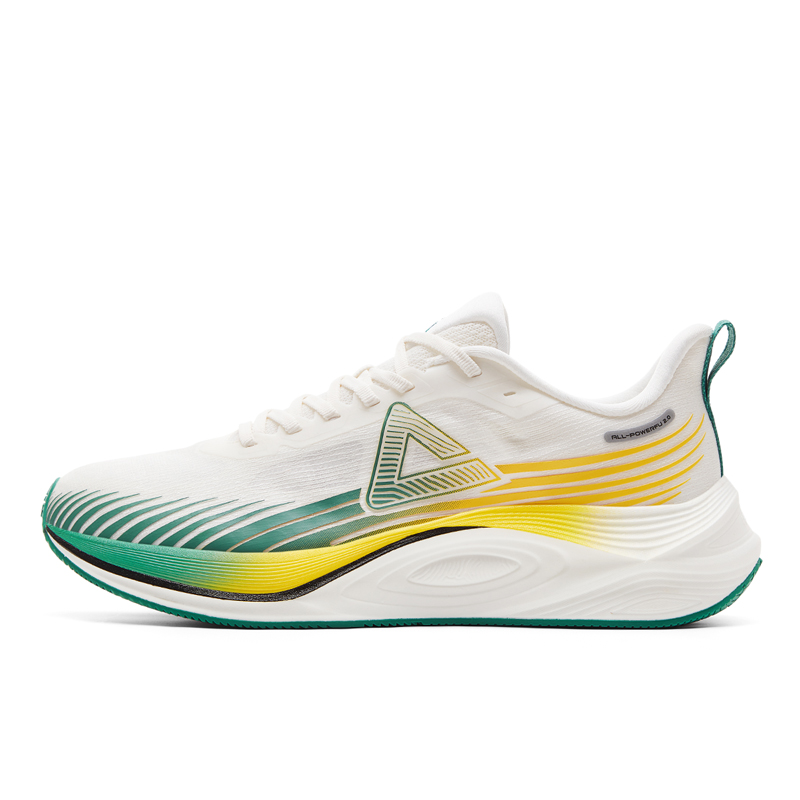PEAK Cushioning Slip Resistant Abrasion Resistant Low top Training Running Shoes Men’s White Yellow Green