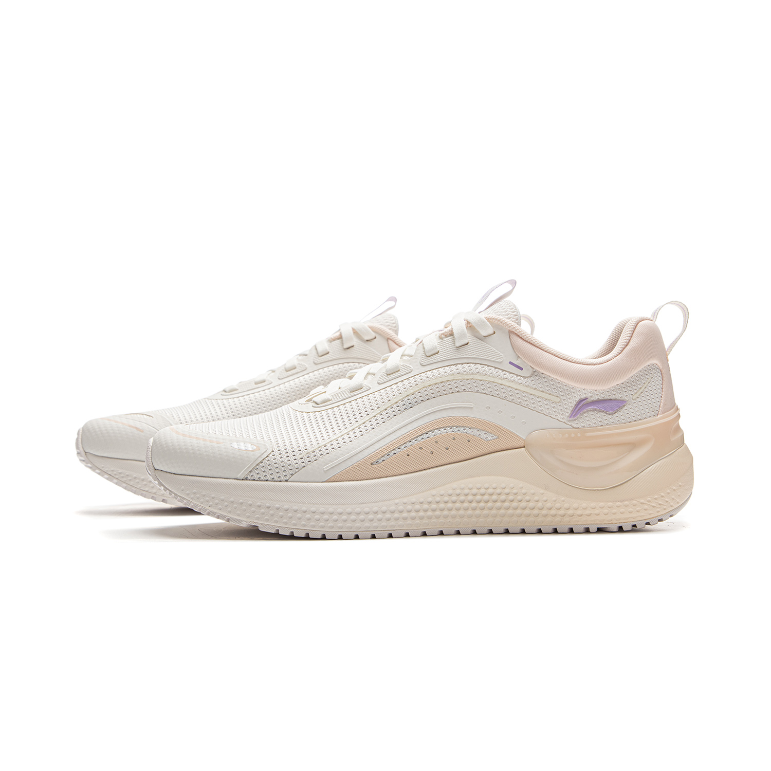 Li Ning Cushioning Slip Resistant Abrasion Resistant Lightweight Low top Running Shoes Women’s White Orange