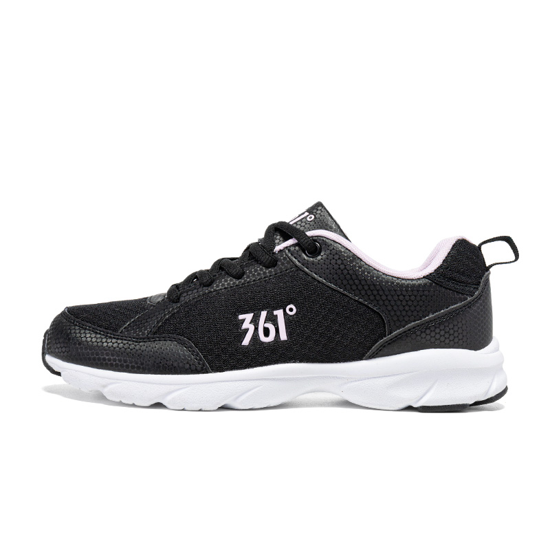 361° Cushioning Breathable Lightweight Low top Casual Running Shoes Women’s Obsidian Black Pure White Pink