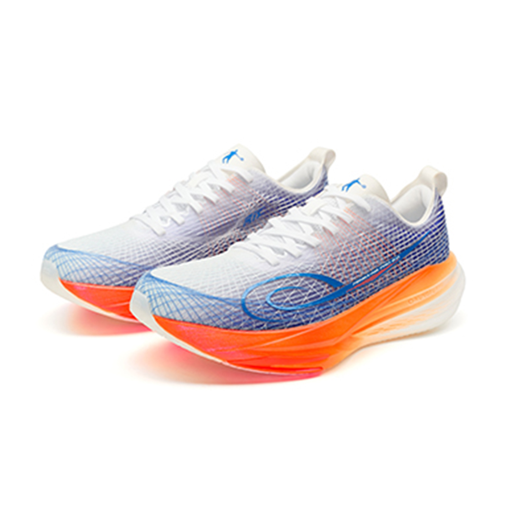 QIAODAN Cushioning Breathable Low top Physical Fitness Test & Exam Racing Running Shoes Men’s White Blue